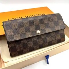 ルイヴィトン　ダミエ　ポルトフォイユサラ　長財布　ブラウン　ジップ　ポケット10