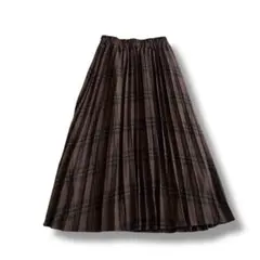 SHOO-LA-RUE チェック プリーツロングスカート ブラウン Fのサムネイル