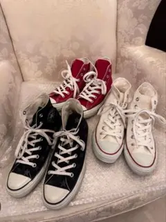 コンバース3 足セット 黒 赤 白