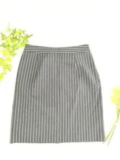 T0016 ナチュラルビューティーベーシック　スカート　ひざ丈　M ストライプ