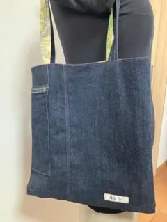 デニムと大島紬の肩掛けバッグ(リメイク)