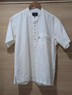 90s ラングラー　ノーカラー　ヘンプ　コットン　半袖シャツ　生成り　ベージュ