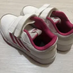 adidas ベルクロ式スニーカー ホワイト/ピンク 20cm