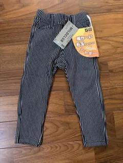 新品 ストライプ柄 ロングパンツ 100 裏起毛