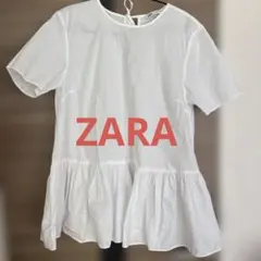 ZARA 半袖 ペプラムブラウス ホワイト Mのサムネイル