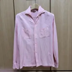 50s TOWNCRAFT ピンク レーヨンシャツ ハンドステッチオープンカラー