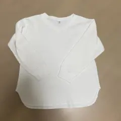 UNIQLO ホワイト Vネック ワッフル長袖 Tシャツ M