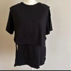 レイヤード風デザイン 半袖Tシャツ ブラックのサムネイル