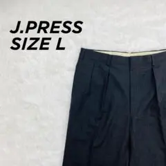 J.PRESS 2タックパンツ チェック グレー L【225】のサムネイル
