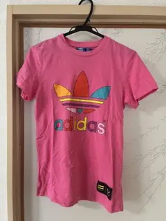 adidas ピンク ロゴ Tシャツ XS