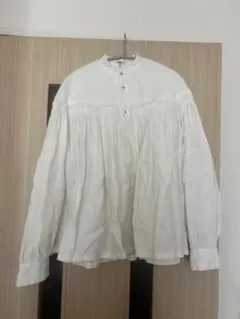 Scye リネンプリーツデザイン 長袖シャツ サイズ38