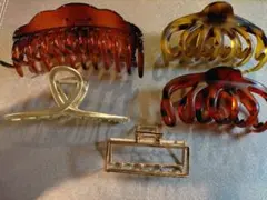 まとめ売りヘアクリップ 5個セット 茶色 べっ甲柄（値下しました