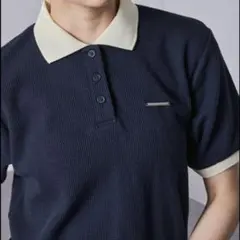nui nullu メタルプレートリンガークロップドワッフルポロシャツ