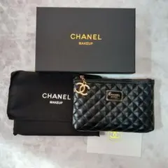 ●箱裏凹み有り●シャネルノベルティキルティングポーチ　小物入れ　コスメ　ブラック
