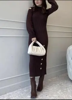 eimy istoire オープンショルダー　リブニットワンピース