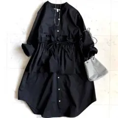 美品 シアントーキョー CYAN TOKYO ペプラム シャツワンピース 黒