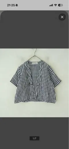 フォグリネンワーク×ネストローブ リネンギンガムチェックシャツ　ブラウスのサムネイル