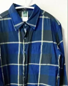 BASE CONTROL フランネルシャツ ネルシャツ インディゴネイビー M