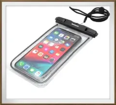 暗い場所で光る防水ケース ドライバッグ ネックストラップ付 ブラック