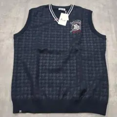 【未使用・タグ付き】FILA ネイビー ゴルフベスト ハウンドトゥースLL
