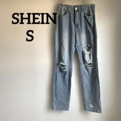 SHEIN ダメージ加工 ライトブルーデニムパンツ【 S】