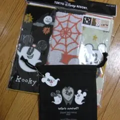 ディズニーハロウィン　ミニタオル　巾着　2022