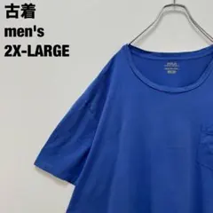 古着 POLO RALPH LAUREN Tシャツ 胸ポケット ブルー 2XL