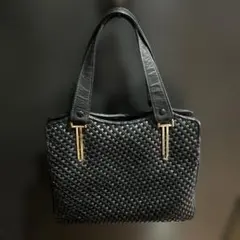 黒 本皮メッシュハンドバッグ
