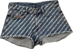 DIESEL ロゴプリントデニムショートパンツ　サイズ24
