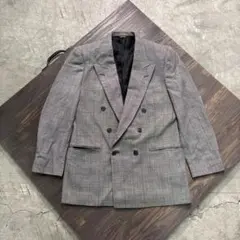 7AS11 テーラードジャケット　グレー　USA製 チェック柄　ダブルボタン古着