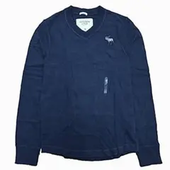 ★未使用★アバクロ メンズ 長袖Tシャツ ネイビー Vネック M (S218)