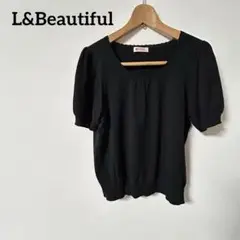 黒 パフスリーブ ニット 半袖 トップス L&Beautiful