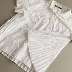 zara 半袖ブラウスプリーツブラウスシャツ