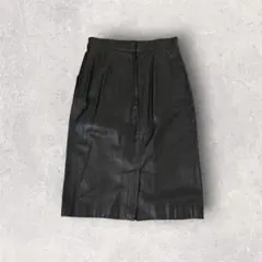 レザー ブラック　タイトスカート 膝丈