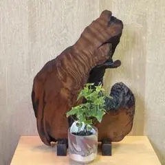 【極上一点物】天然木 一枚板 衝立 置物 オブジェ 銘木 杢目 2.6kg 美品