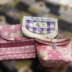 ハンドメイド 花柄ポーチ 3点セット