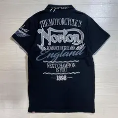 ノートン/グレンチェック柄ロゴ/前後両面・袖 刺繍×プリント/半袖ポロシャツ