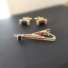 ゴールド オニキス ネクタイピン カフスボタン セット