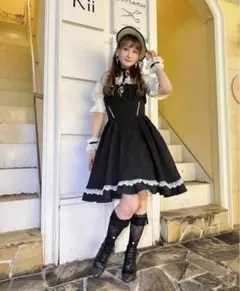 【LLサイズ】しまむら×愛野えり　マノンローズ　JSK スカート ブラウス 新品タグ付きしまむら愛野えりさんマノンローズスカートブラック