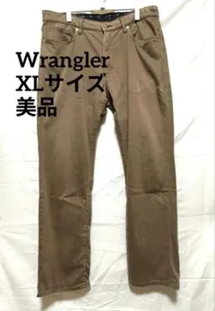 【XL/美品】Wrangler パンツ ブラウン ストレート レザーロゴのサムネイル