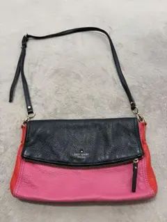Kate Spade ショルダーバッグ レザー　バイカラー ピンク×ブラック