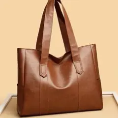 トートバック　レディース　軽い　大容量　 ブラウン PUレザー おしゃれ　通勤