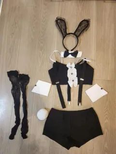 バニーガール コスプレ へそ出し 黒レース