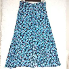 ZARA ザラ 総フラワープリント フレアスカート M くるみボタン スリット