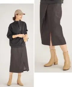 &.nostalgia アンドットノスタルジア　ラップ風Aラインデニムスカート