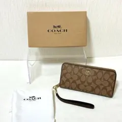 コーチ エイプ コラボ 長財布 ラウンドファスナー キャンバス ブラウン 