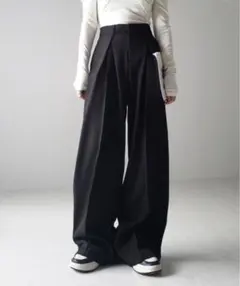 【me+em select】ダブルタックヘビーワイドスラックスパンツ