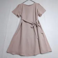 ワンピース 38(M) ベルト付き スリットスリーブ 裏地あり くすみ 古着