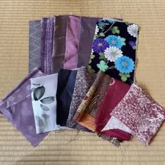 和柄 はぎれ 13種まとめ売り 古布 布地 パッチワーク 紫 赤