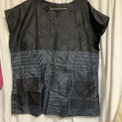 値下　大島紬 ハンドメイドリメイクチュニック 黒と青のLからLL